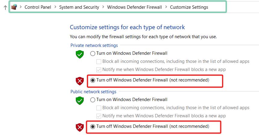 Detailed steps to temporarily disable windows firewall