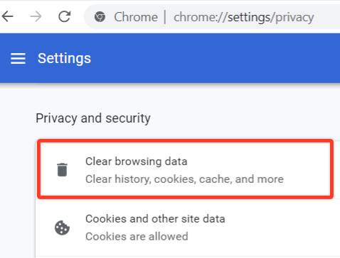 Steps to clear cookies and caches in Google Chrome