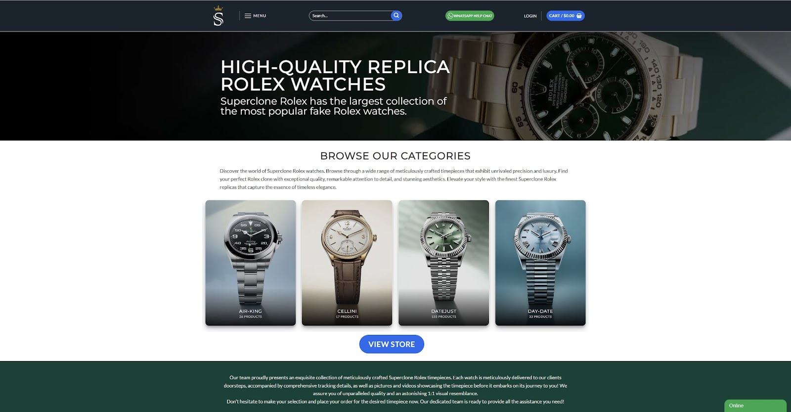 Rolex website homepage image